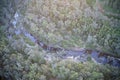 Drone view of river winding through forest Balingup, Western Australia