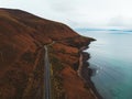 Drone view on road along mountain