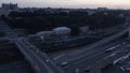 Drone view of road infrastructure in the evening.