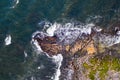 Drone View of rocky cliff coast on Bornholm, Denmark Royalty Free Stock Photo