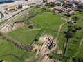 Drone view at the roman archaeological site of Porto Torres on Sardinia, Italy Royalty Free Stock Photo