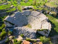 Drone view of ruined amphitheater of ancient Selge city, Turkey