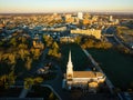 Drone view of the Rutgers University at sunrise in New Brunswick, New Jersey Royalty Free Stock Photo