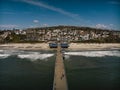 drone view of San Clemente beach and ocean with pier Royalty Free Stock Photo