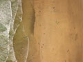 Drone view sandy beach and people on vacation near Newquay Beach, Cornwall Royalty Free Stock Photo