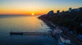 Drone view of Matsesta marine station at sunset, Sochi, Russia