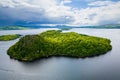 Drone view of small islands on Loch Lomond (Highlands, Scotland