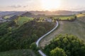 Aerial view of sunset at Marcher region in Italy