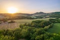 Aerial view of sunset at Marcher region in Italy Royalty Free Stock Photo