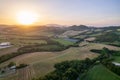 Aerial view of sunset at Marcher region in Italy