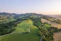 Aerial view of sunset at Marcher region in Italy