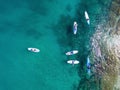 Drone view of SUP surfers