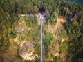 Drone view of suspension bridge in Nepal Royalty Free Stock Photo