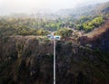 Drone view of suspension bridge in Nepal Royalty Free Stock Photo