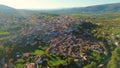 Drone view of the town of Hervas in Caceres, Extremadura, Spain