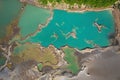 Drone view of the turquoise lake formed as a result of mining waste Royalty Free Stock Photo