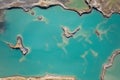 Drone view of the turquoise lake formed as a result of mining waste Royalty Free Stock Photo