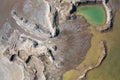 Drone view of the turquoise lake formed as a result of mining waste Royalty Free Stock Photo