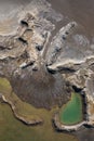 Drone view of the turquoise lake formed as a result of mining waste Royalty Free Stock Photo