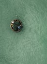 Drone view of Vietnamese fisher man Royalty Free Stock Photo