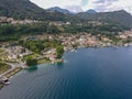 Drone view at the village of Pella on Orta lake, Italy Royalty Free Stock Photo