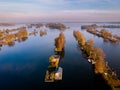 Drone view Vinkeveense plassen Netherlands, Vinkeveen aerial autumn bright sky beautiful lake