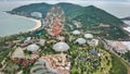 Drone view of Vinpearl Land amusement park in Hon Tre island, Nha Trang, Vietnam Royalty Free Stock Photo