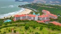Drone view of Vinpearl Land amusement park in Hon Tre island, Nha Trang, Vietnam Royalty Free Stock Photo