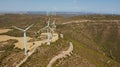 Drone view of wind farm in Spain. Concept of sustainable development technology Royalty Free Stock Photo