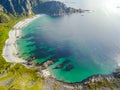 Drone views from Mount Matind near Bleik, in Norway