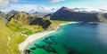 Drone views from Mount Matind near Bleik, in Norway