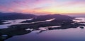 Drone views of sunset in Isle of Barra, highlands Scotland. Selective focus Royalty Free Stock Photo