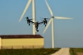 Drone wind farm monitoring Champagne, France