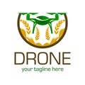 Drones for Agriculture logo. The future of Farming and Agriculture concept. Helicopter Irrigation