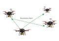 Drones communicate, delivering packages with alert notifications wirelessly Royalty Free Stock Photo