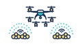 Drones Connecting Data Clouds, Tech Cloud Computing, vector design Generative AI Royalty Free Stock Photo