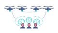Drones Connecting People, Global Communication AI, vector design Generative AI Royalty Free Stock Photo