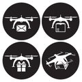 Drones delivery icons