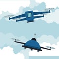 Drones flying in the sky Royalty Free Stock Photo