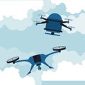 Drones flying in the sky Royalty Free Stock Photo