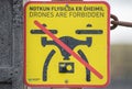 Drones are forbidden sign, no fly zone in Iceland