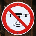Drones forbidden - sign on a wooden wall in Germany