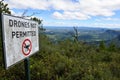 Drones not permitted sign at God\'s window in South Africa Royalty Free Stock Photo