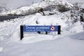 Drones Prohibited sign in the snow