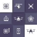 Drones, quadrocopters, copters icons