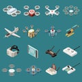 Drones Quadrocopters Isometric Set