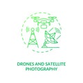Drones and satellite photography concept icon