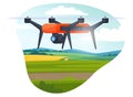 Drones for various tasks, surveillance, video recording, delivery of goods. Unmanned personal aircraft. Vector