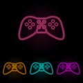 droning board color neon set. Simple thin line, outline vector of drones icons for ui and ux, website or mobile application