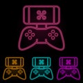 droning board color neon set. Simple thin line, outline vector of drones icons for ui and ux, website or mobile application